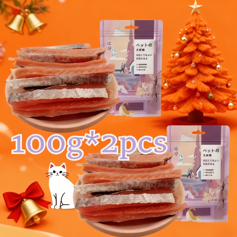 TEMU 2pcs Cat Snacks, Salmon Energy Bars/ Energy Particles , 200g For Grinding Teeth