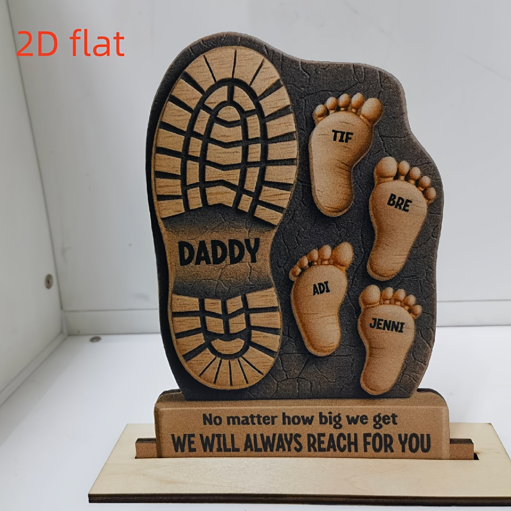 TEMU 2d Flat - Custom Shaped Wooden Family Sign With - Ideal Gift For Father's Day Or Housewarming For Dad And Grandpa | Personalized Home Decoration