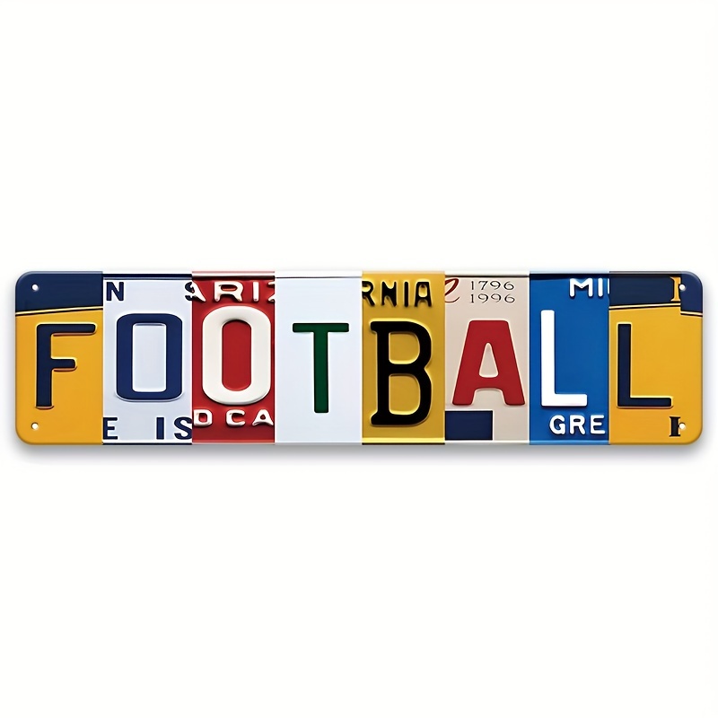 

Football Vintage Metal Tin Street Sign, Iron Novelty Home & Garden Wall Decor, 16x4 Inch Sports Themed Art For Garage & Room Decor, 1pc