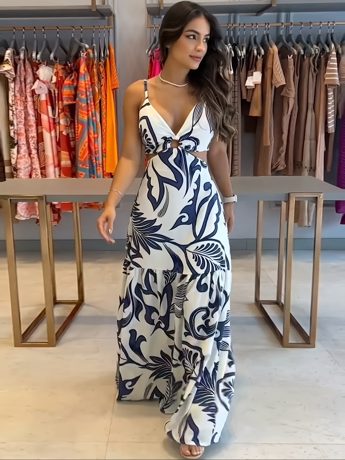 chinese dress ladies Cali Maxi Dress - Elegant White Floral Summer Dress main image 1