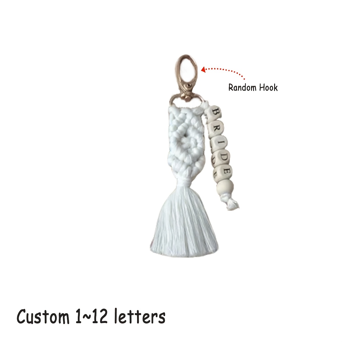TEMU 1pc Llavero Personalizado con Borla Trenzada, Encanto Bohemio para Bolsos, Regalo de Boda, Regalo para Damas de Honor, Regalo para San Valentín