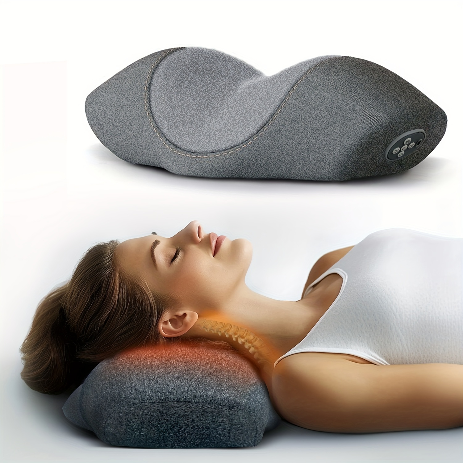 MASSTECK Neck Massager with heat, Cordless Massager Pillow, Electric Back Massager for Shoulder, Back, Leg, Deep Tissue Kneading Massager to Relax Muscles, Massager Pillow Gift for Mom/Dad/Women/Men