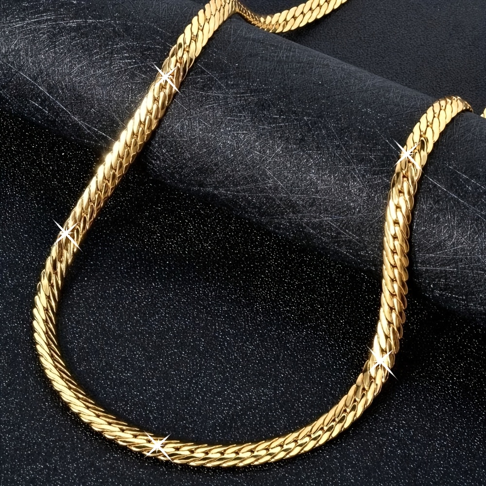TEMU 1 pz Collana in acciaio inossidabile oro 18 con catena spessa 4 mm, unisex, minimalista, , a , versatile, da indossare , collana a per vacanze,