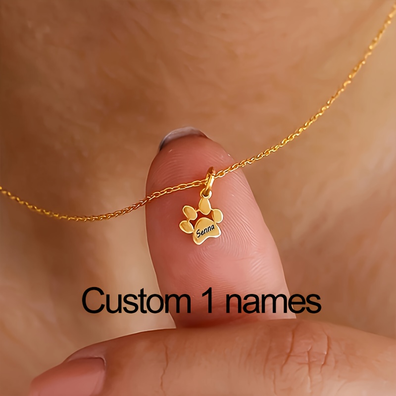 E-shop Personalisiertes graviertes Halskette mit 1-5 Hundepfotenabdrücken, exquisites Geschenk für , elegantes süßes Erinnerungsgeschenk, Valentinstag,