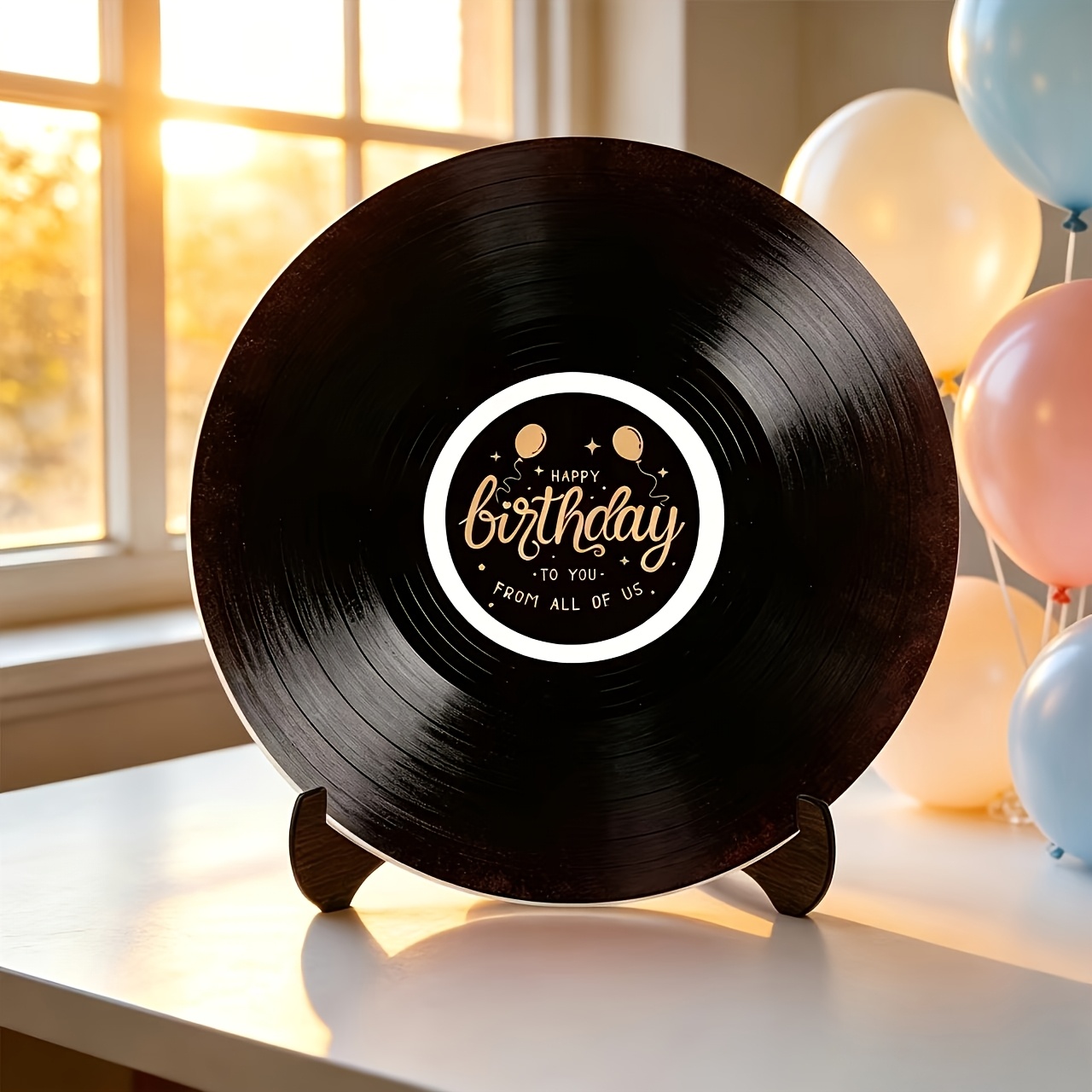 TEMU 'or en vinyle acrylique pour anniversaires, comprenant des décorations de fête d'anniversaire, un panneau d'affichage d'anniversaire avec un