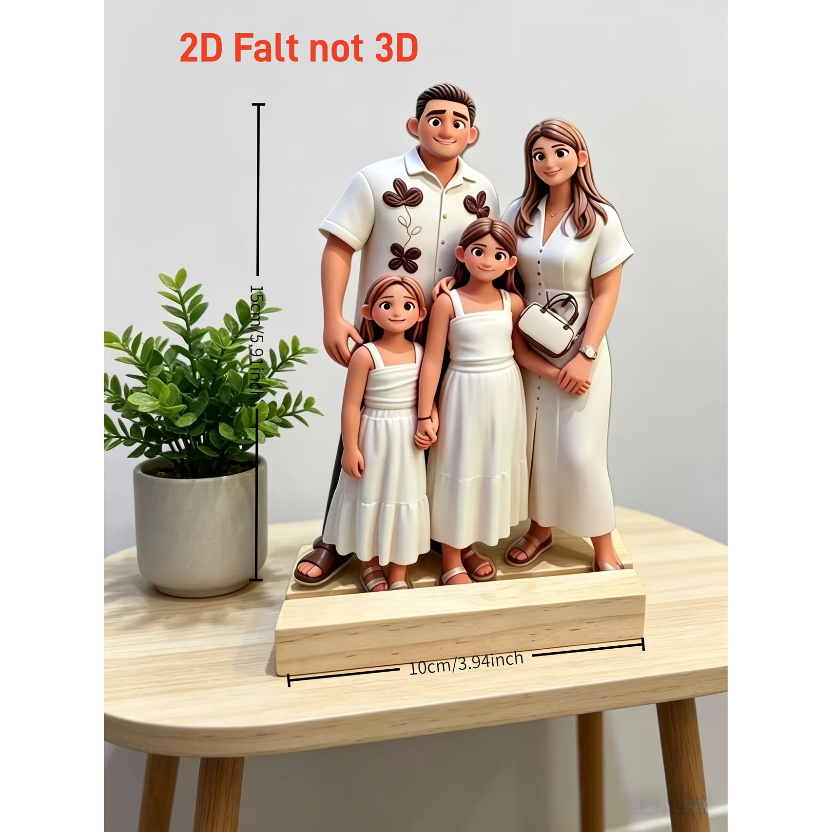 TEMU 2d Flat Personalized Custom Cartoon Photo Portrait - Ai Designed , Acrylic Desktop Ornament, Vibrant Colors - Ideal Gift For - Couple , Parents'