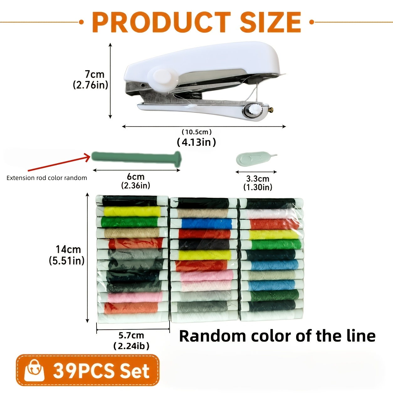 TEMU 39pcs Portable Handheld Mini Sewing Machine Set | Home Use (lightweight Manual Sewing Machine And 36pcs Random And 1pc Thread Spool Needle And