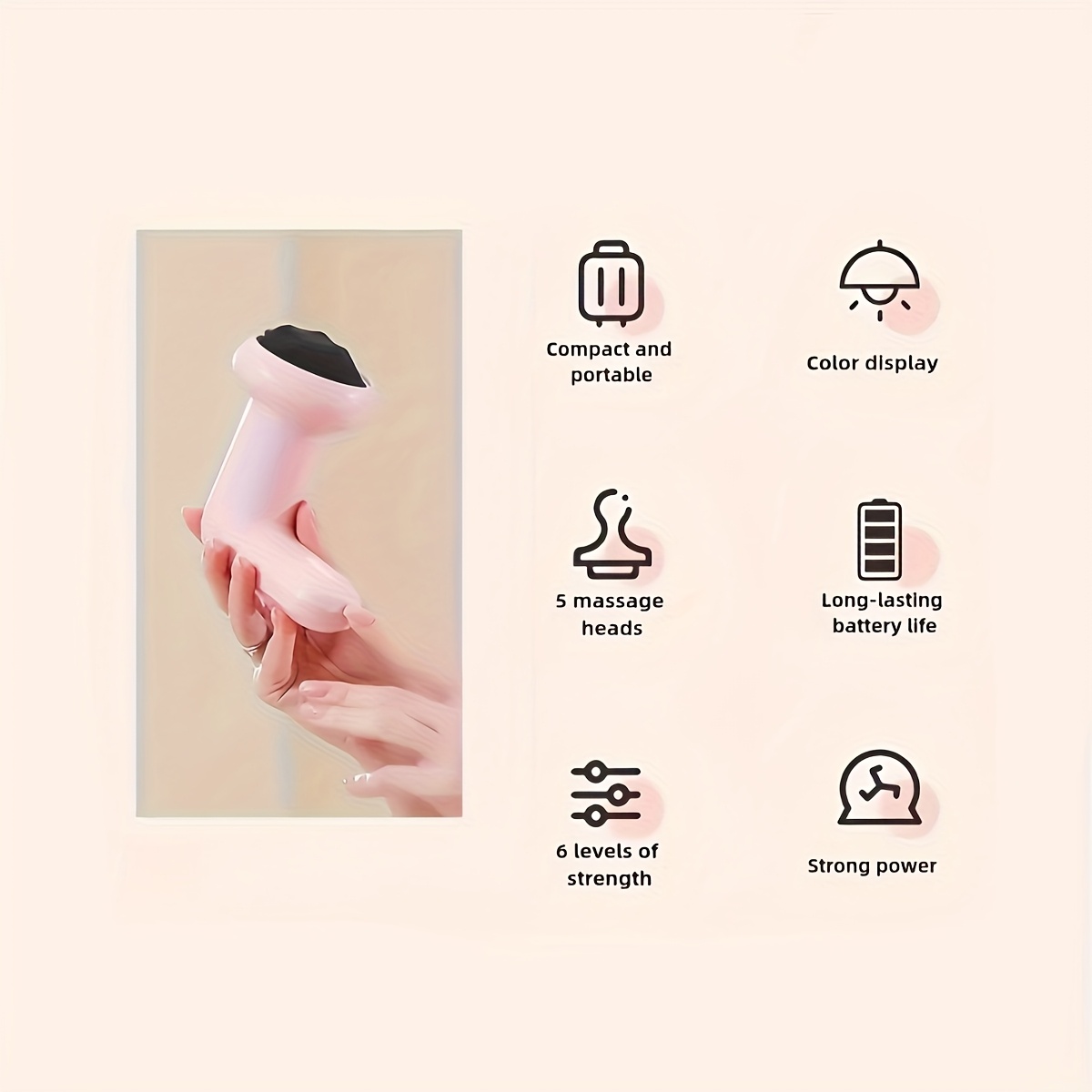 massage gun deep tissue pink mini quiet and usb c rechargeable compact handheld   with 5 heads portable for neck back legs gift idea for dad women fathers day gym or travel use Product details 2
