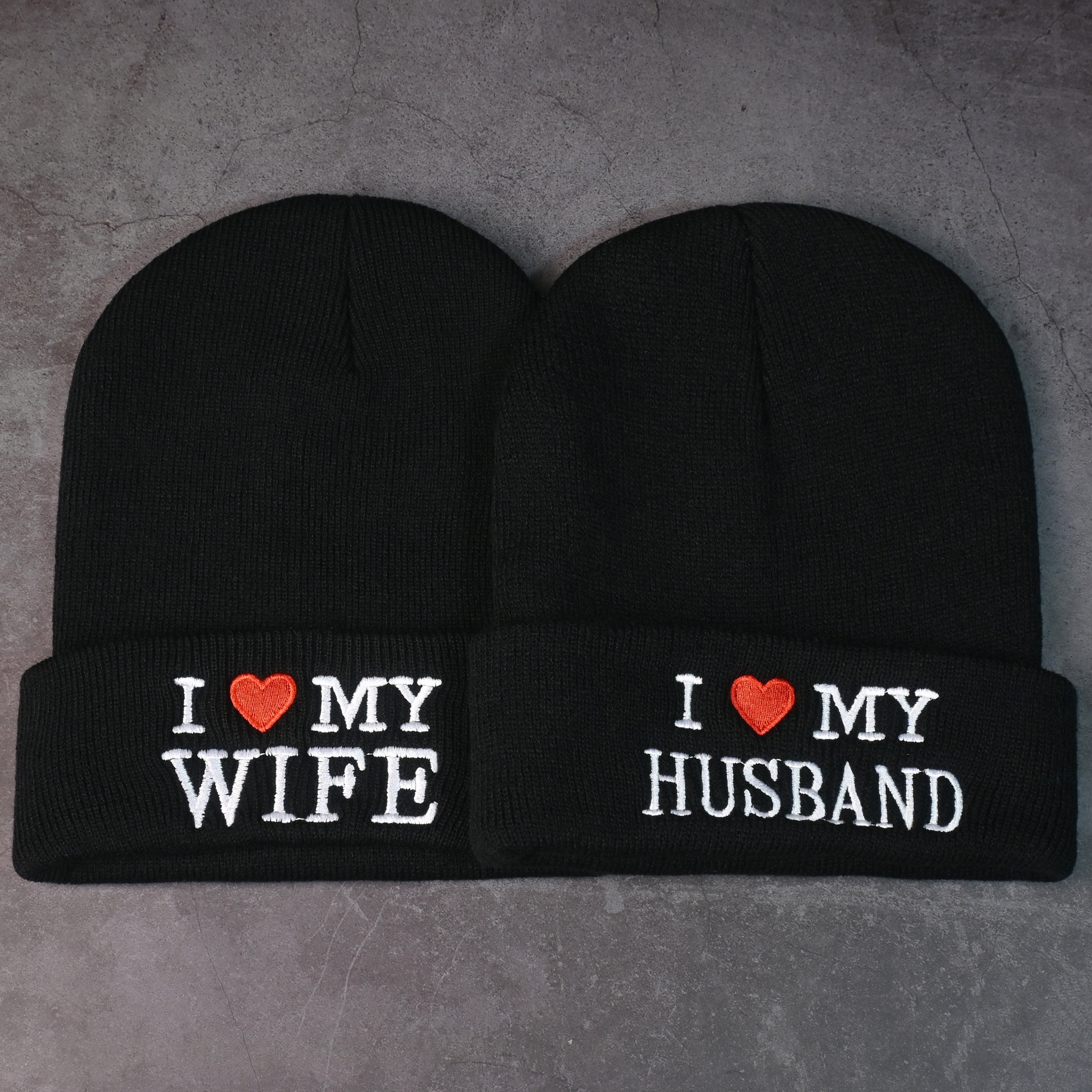 

For - Embroidered 'i [] My Husband' & 'i [] My ' - , , , , Safe - Unisex Knitted