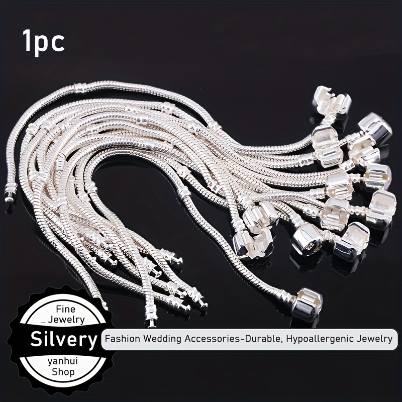 TEMU Yanhui Fine Jewelry 1pc Of Hypoallergenic 3mm Snake Charm Bracelet For Women, Suitable For Jewelry Chain Making