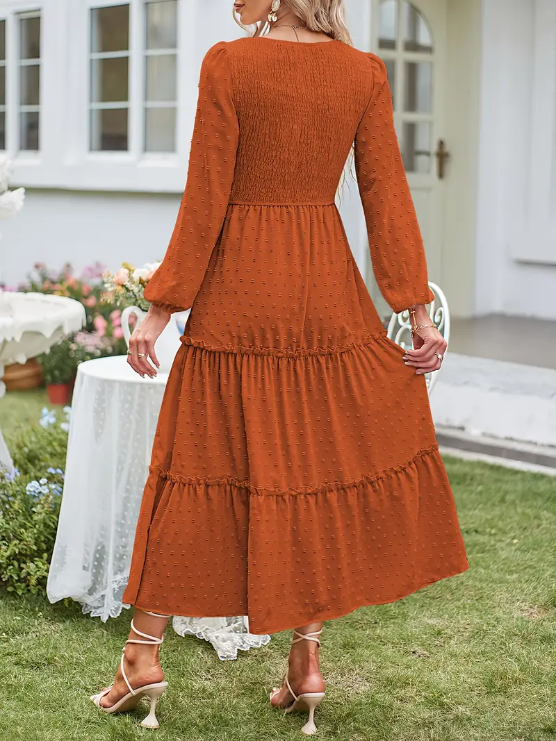 womens boho maxi dress long sleeve smocked waist - Temu womens boho maxi dress long sleeve smocked waist - Temu