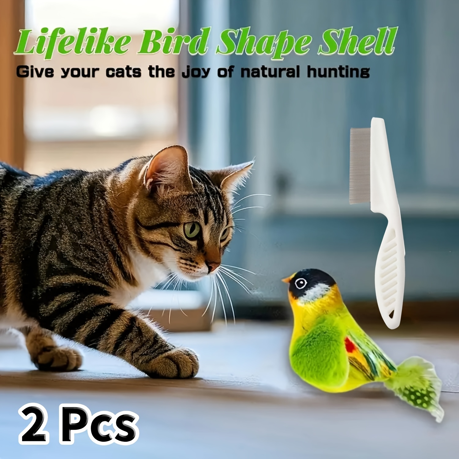 TEMU 4/2pcs Interactive Cat Toys Squeaky, Flying Bird Cat Toy, Stimulated Toy Making Noise, Artificial Feathers, Sounds Without Charging, Melody Play And Squeak Kitten Toy For Boredom, Without Battery