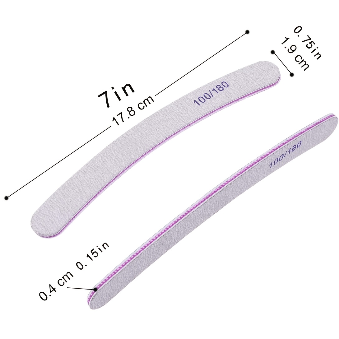 25pcs Double-Sided Curved Nail Buffers, Durable Emery Manicure Tools