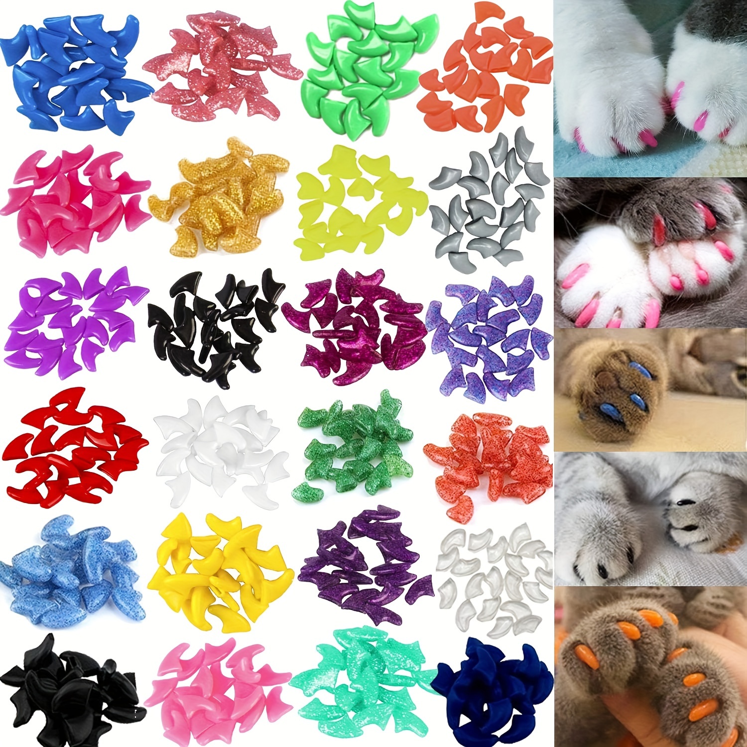 

140pcs Cat Set In 14 Vibrant Colors - Includes Adhesive & Applicator, Safe Vinyl Material For Cats, Claw Covers, Teddy Run