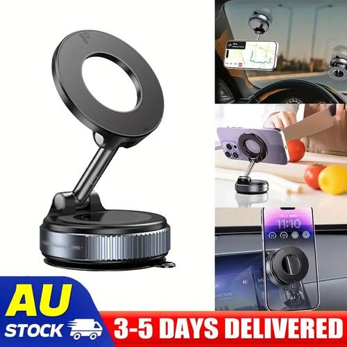 1pc 360 rotating magnetic car phone holder sleek black aluminum alloy foldable adjustable angle for iphone gps all smartphones