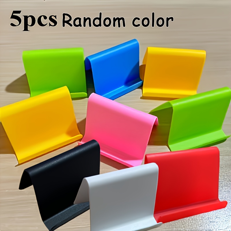5pcs Random Color Phone Stand Set, Solid , Multi-functional Desktop Stand, Sturdy Plastic Material, Universal Compatibility, Suitable For Office, Home, And School, Triangular Shape