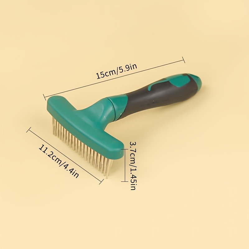stainless steel double row pins dog grooming comb flexible pet   rake deshedding tool for dogs Product details 1