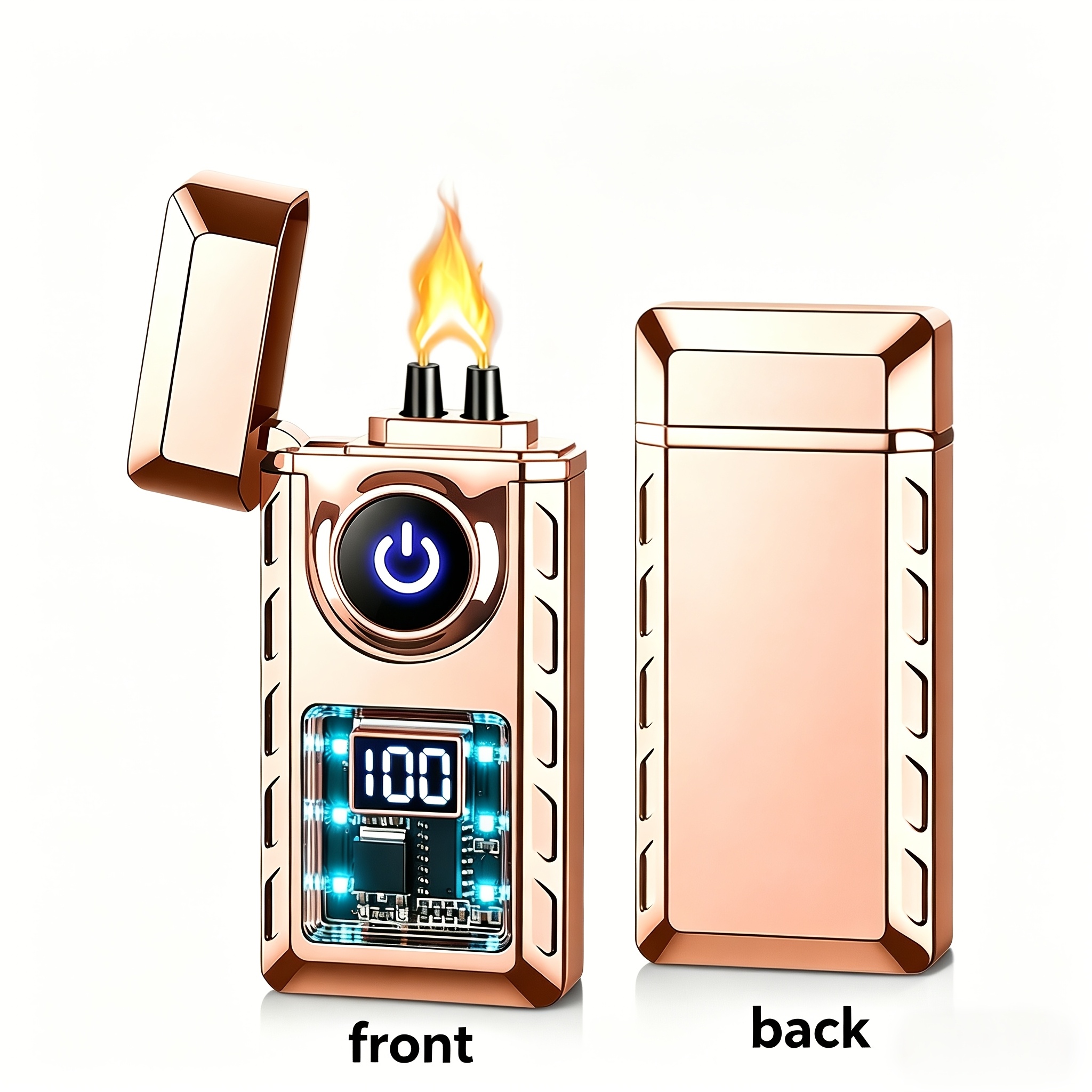 TEMU Plasma Lighter Usb Rechargeable With Dual Arc Ignition, High Power With Display | Usb Rechargeable, Electric Windproof Plasma Lighter, Cool
