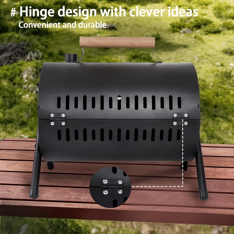 compact portable charcoal grill foldable design black stainless steel with wooden handles lid outdoor cooking camping indoor outdoor use no charcoal grill for cooking camping essentials sleek metallic durable construction bbq grill outdoor bbq grill charcoal charcoal bbq grill grill barbecue barbecue grill outdoor shashlik grill barbeque grill barbecue grill foldable shashlik grill grill for outdoors Product details 1