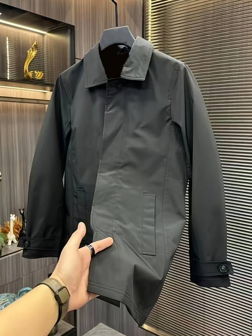 mens versatile length fashion spring autumn lapel trench coat luxury jacket