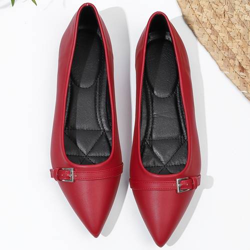 vintage style pointed toe flat commuting soft sole french style low cut flat shoes for women women shoes