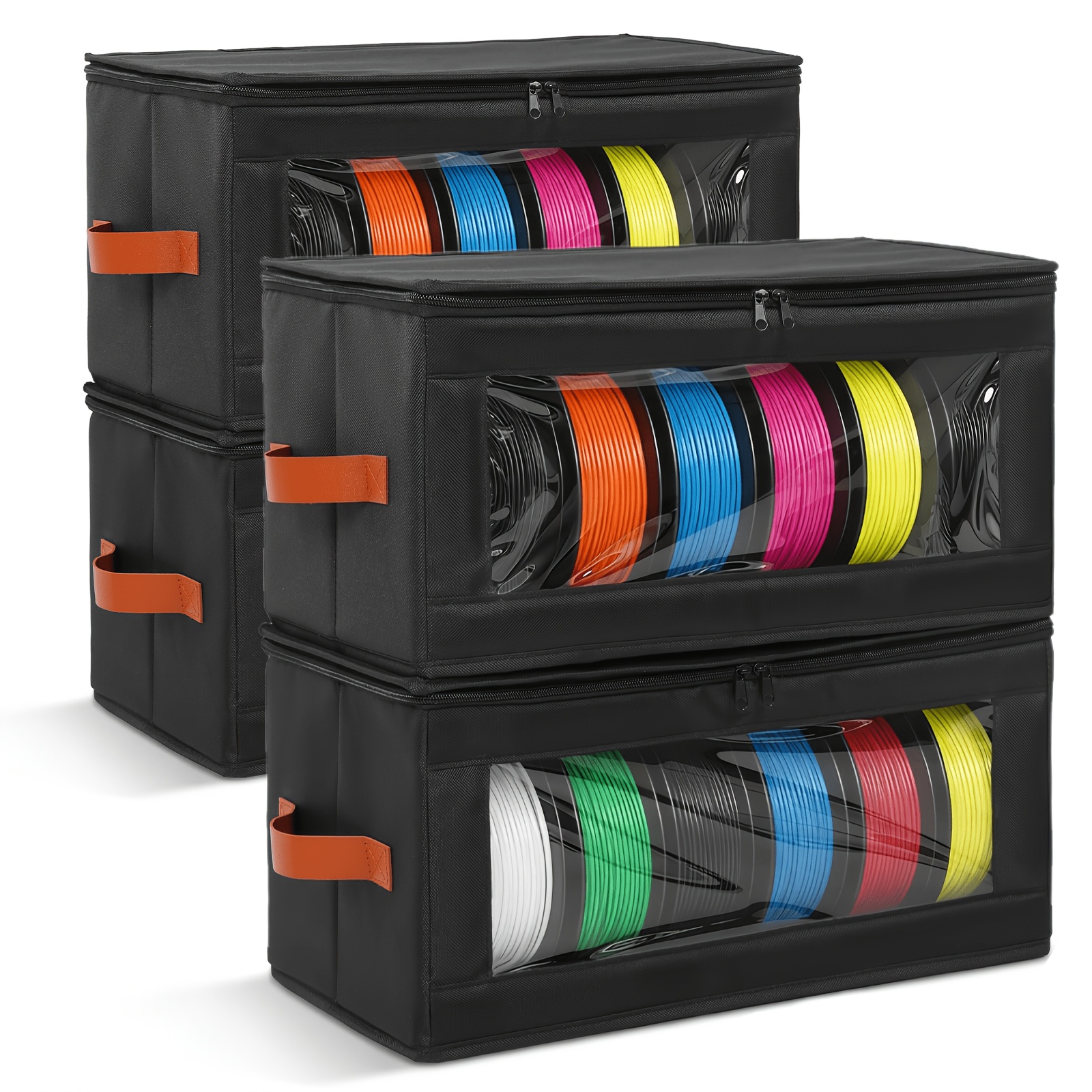 TEMU 4pcs Filament Storage Box 3d Printer Filament Storage Container With Handle And Clear Window To 24 Roll 3d Printing Additions Storages Rack For