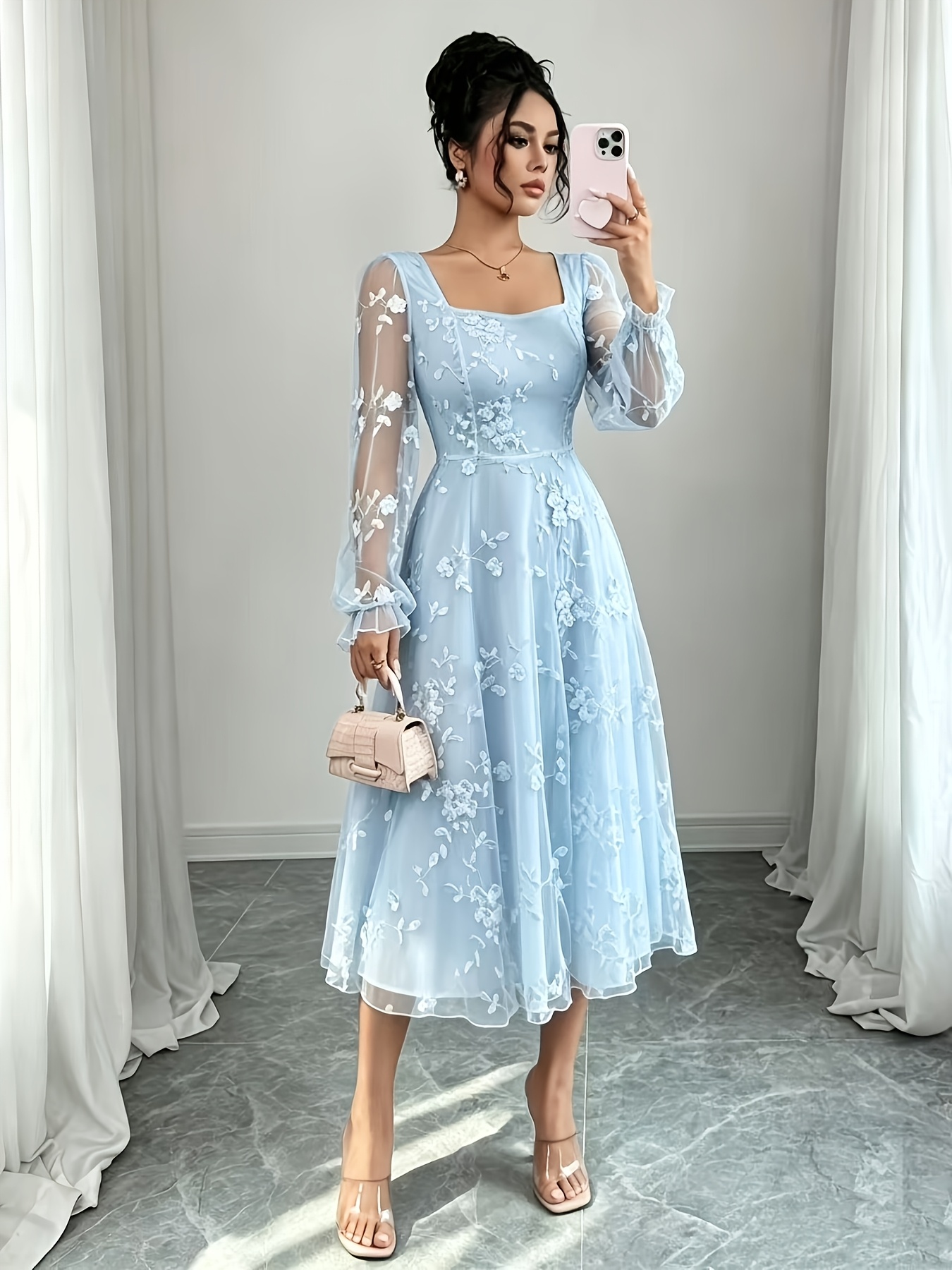 temu blue dress women dresses sold on United States Size:XS / 0-2 Paula High Slit Asymmetric model:Abby