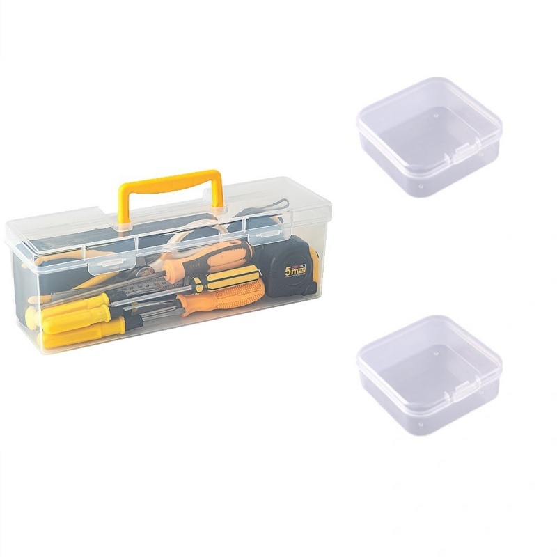 TEMU Boîtes à outils longues avec poignées et petites boîtes à outils, boîtes de rangement d'outils portables à couvercle, boîtes et organisateurs de