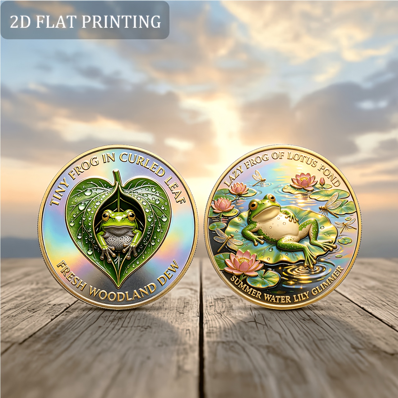 TEMU 1pc, 2d Style Frog Commemorative , 4cm Portable Coin/with Transparent Protective Case/cute Nature Theme Desktop Collectible Ornament/fresh Good