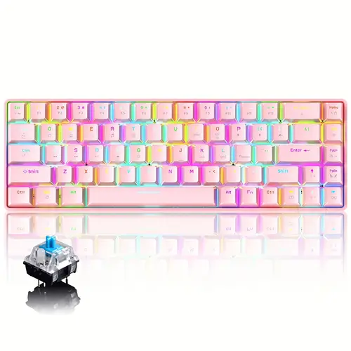 mechanical gaming keyboard 18 chroma rgb backlit keyboard with type switches 68 keys anti wired gaming keyboard for pc gamer typist tactile black rgb