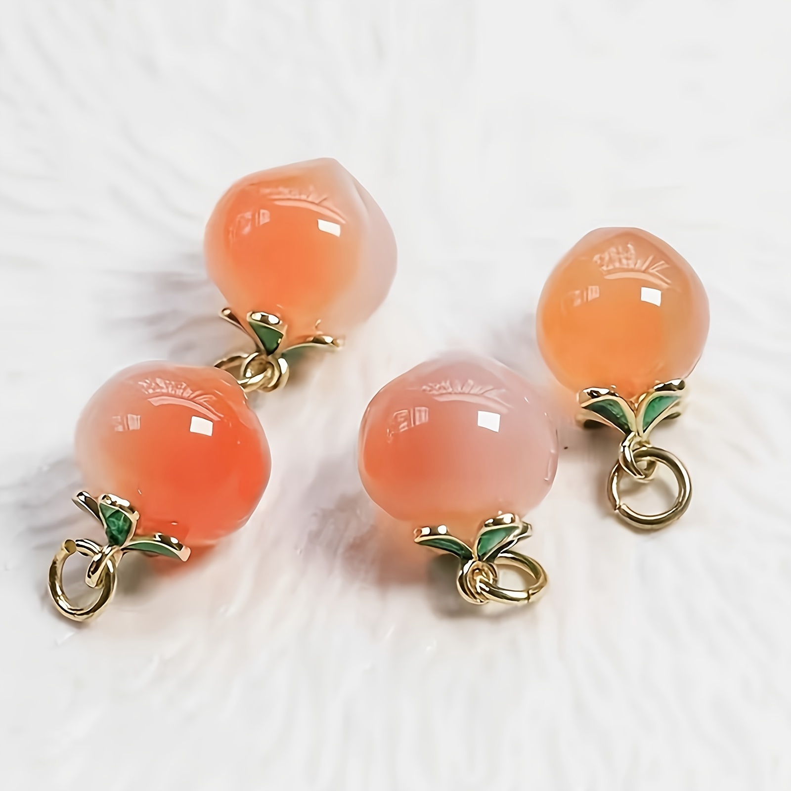 

4pc Natural Agate Peach Pendant Crystal Pink Diy Beads For Bracelet And Earrings Making, Stone Material, No Power Needed.
