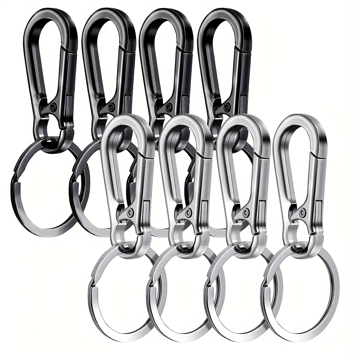

8pcs Keychain Clips, Carabiner Key Ring, Metal Snap Hook With Keyring, 2.76 Inches/7cm Length, 1.18 Inches/3cm Width, Multipurpose Quick Release Key Holder, Secure Lock