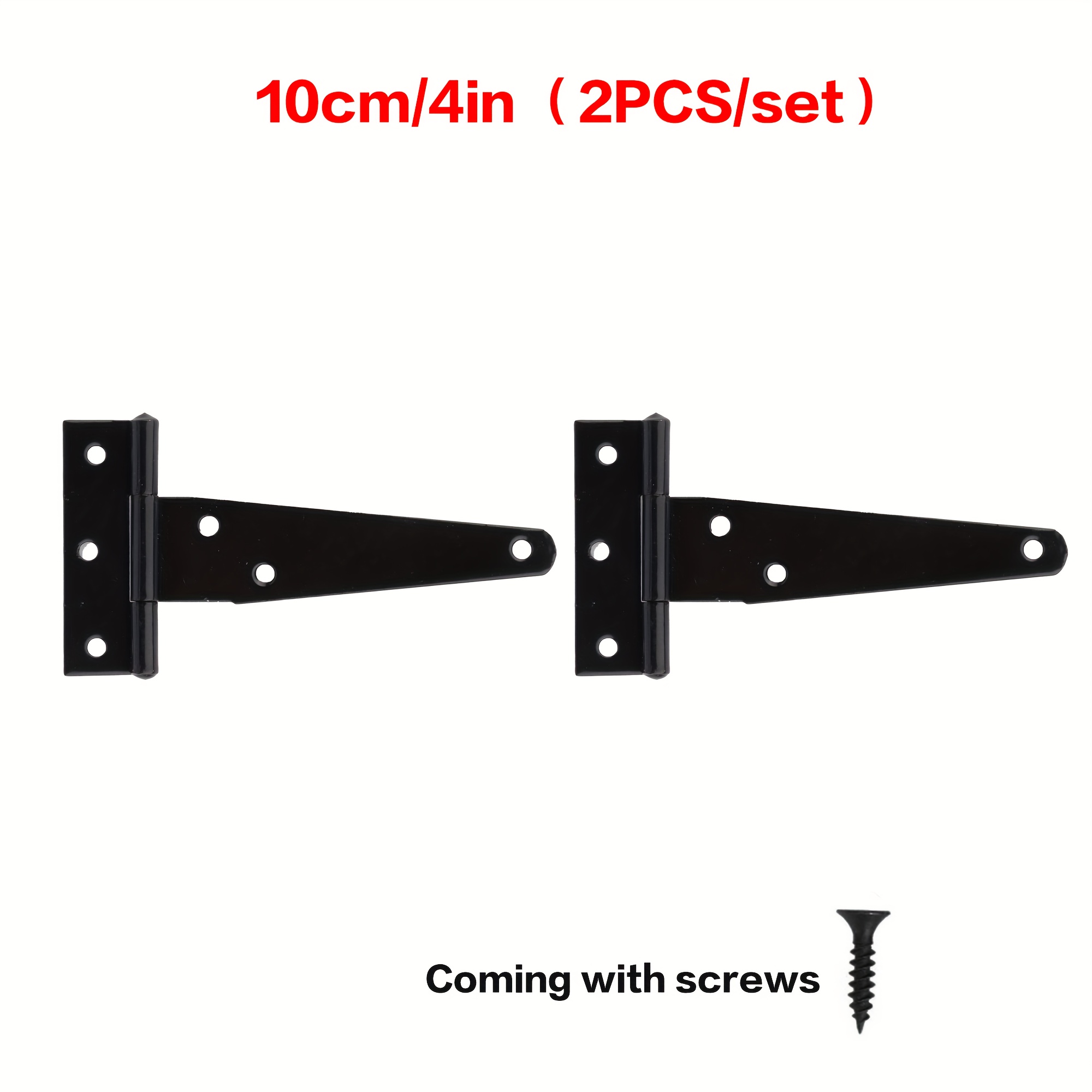 TEMU 2pcs T-hinge Black Door Hinge Multiple Sizes Outdoor Heavy Duty Hinge Door Hinge Shed Hinge Belt Hinge Barn Door Hinge With Screws