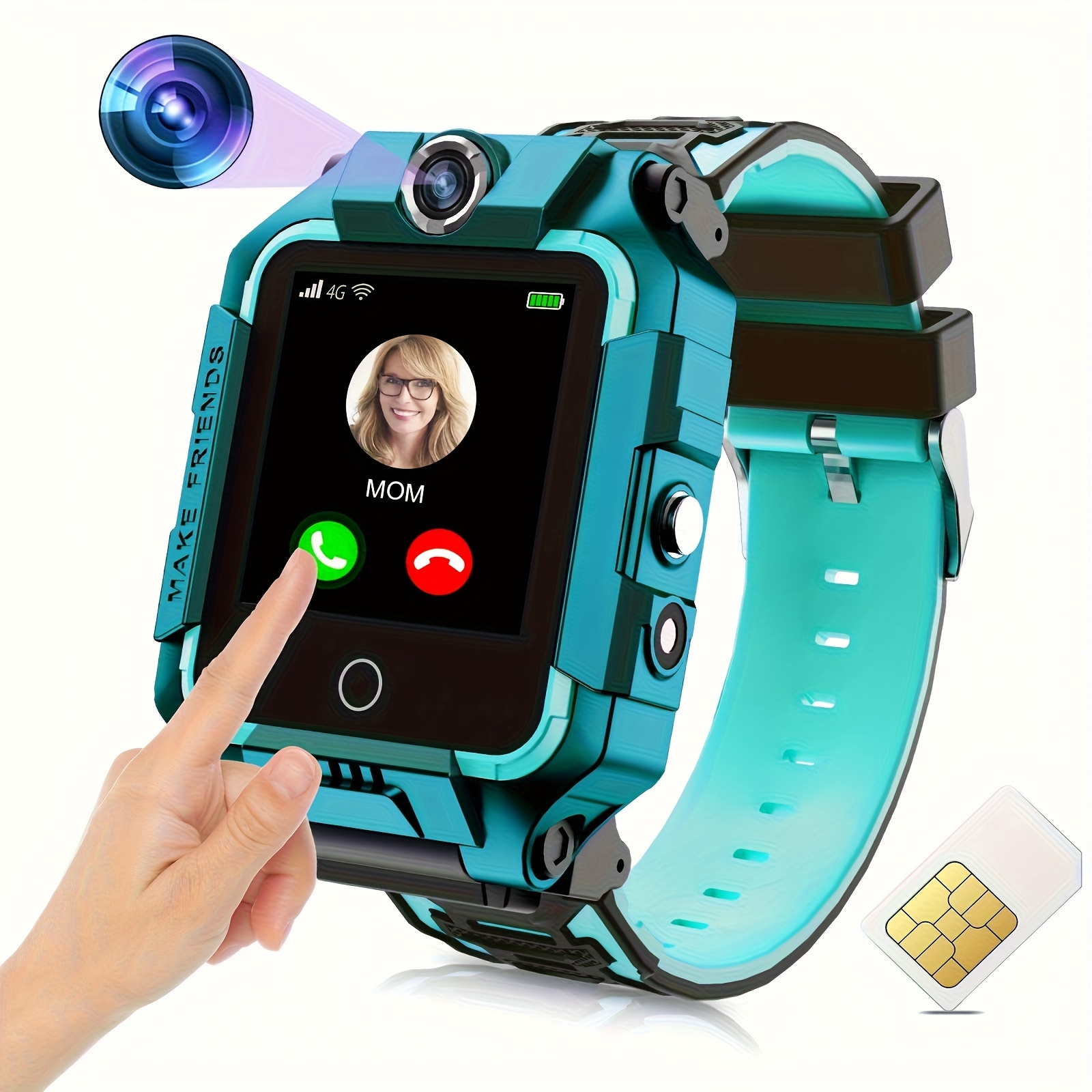 4g(lte) Electronic Smart Watch - Intelligent, 360 Degree Rotatable Display, Voice & Video Chat Capabilities, Facial Recognition, Dual Cameras, Photo & Voice Recording, Music & Video , Gps Tracking