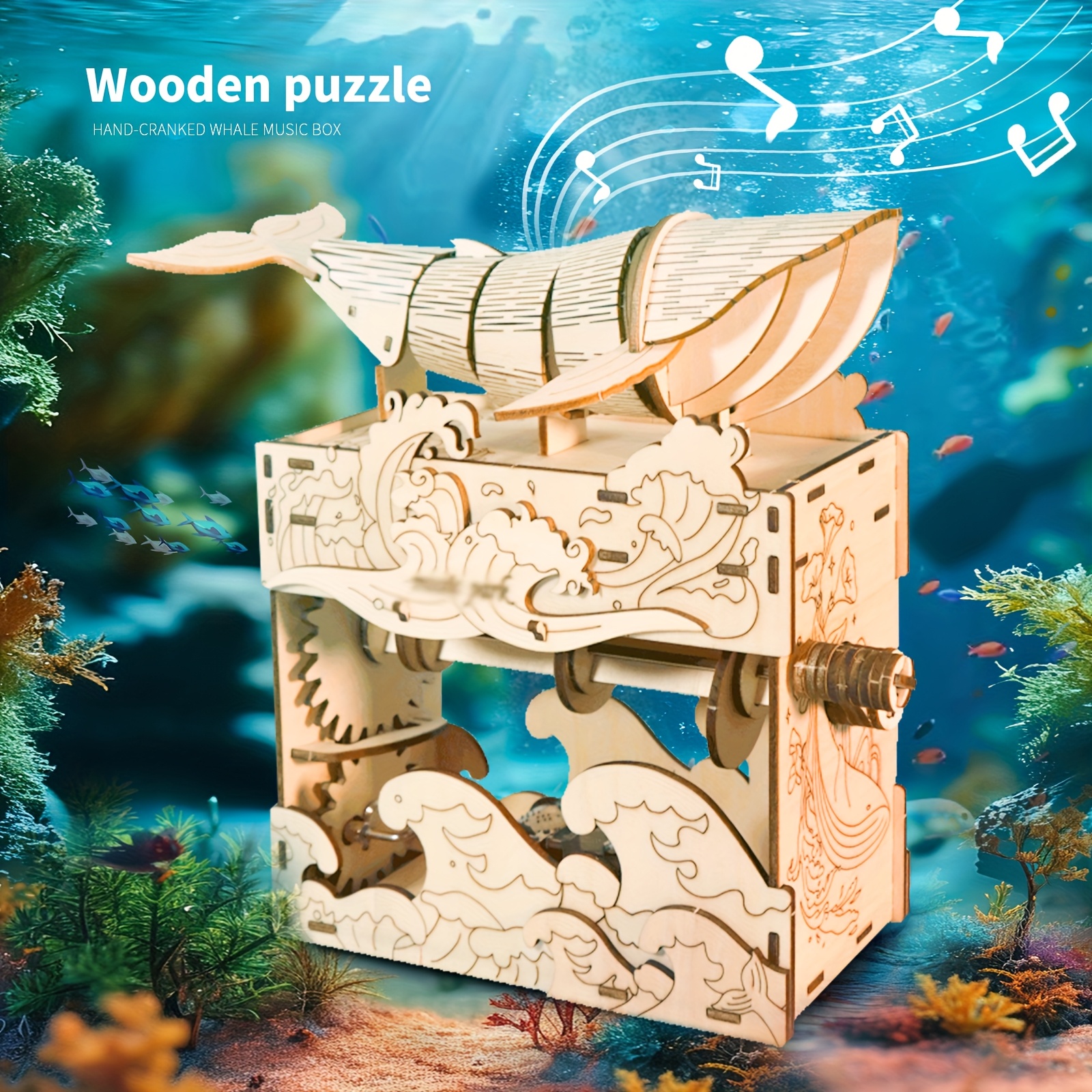 TEMU 3d Wooden Whale Music Box | Handmade Assembly Model Kit, Ideal For Holidays, Birthdays, Christmas Gifts - Music Park