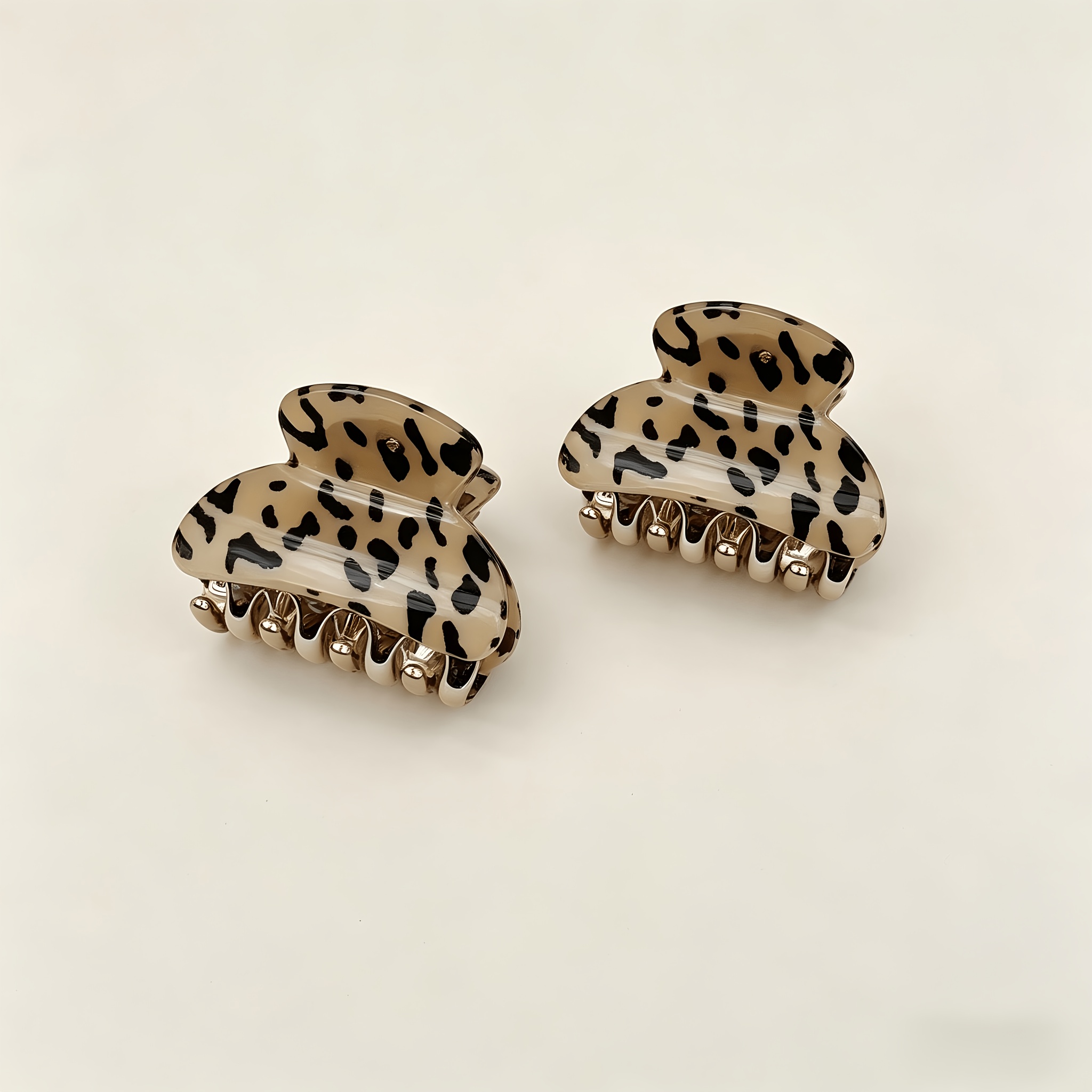 TEMU 2pcs Korean Style Leopard Print Acetate Claw Clips, Elegant, Cute, And Accessories For Women, Suitable For Daily Wear, School Style, Valentine's