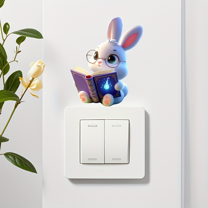 Cute Rabbit Reading Book Wall Sticker, Removable Decal