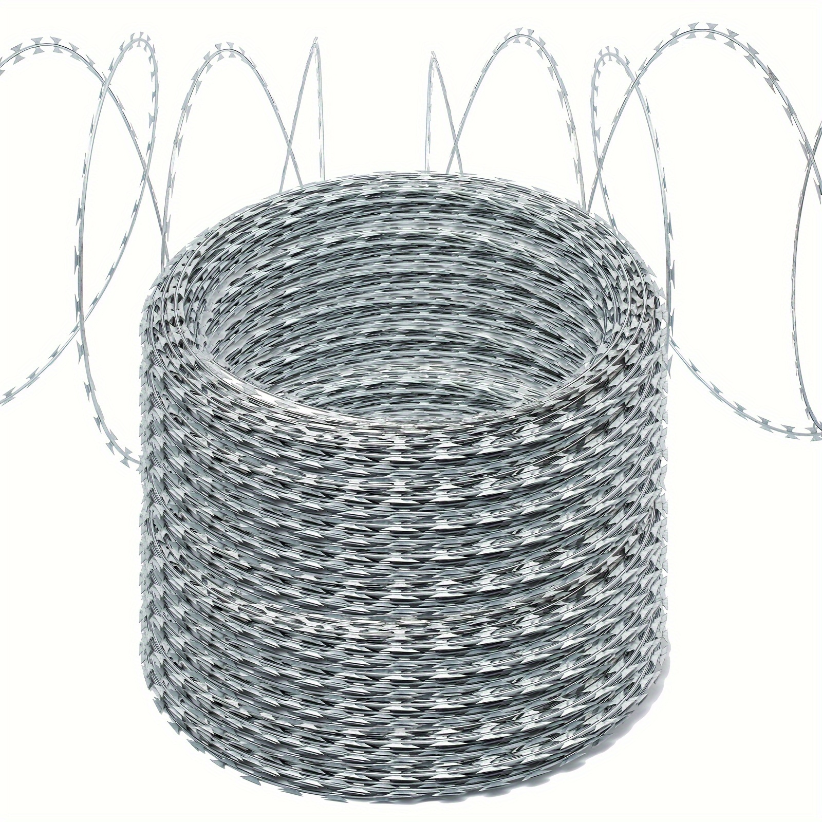 

Razor Wire 500ft Galvanized Barbed Wire Razor Wire Fence Stretched Ribbon Barbed Wire Coils High Protection For Fence, Farm, Garden, Home