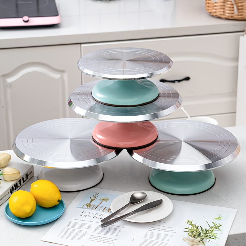 White/Pink Baking Cake Turntable And Decoration Table, Rotating Household Baking Tools, 25.4 cm Cake Turntable And Cake Decoration Table, Household Baking Tools Plastering