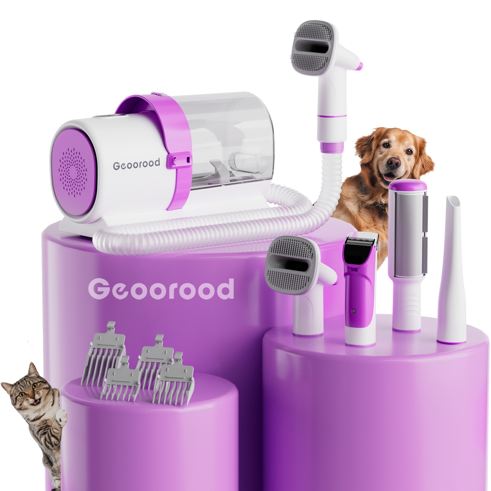 TEMU Pet Dog Grooming Vacuum Kit Multifunctional Dog Hair Vacuum With Clippers, 2.5l Large