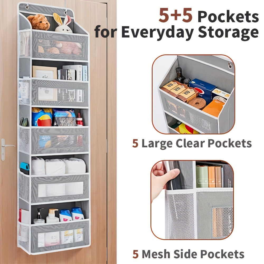 5 tier storage   tier door storage box hanging door storage box with 5 large capacity pockets anti tilt 44 pound load back of door storage box for bedroom bathroom pantry youngsterss room storage and collection use details 2