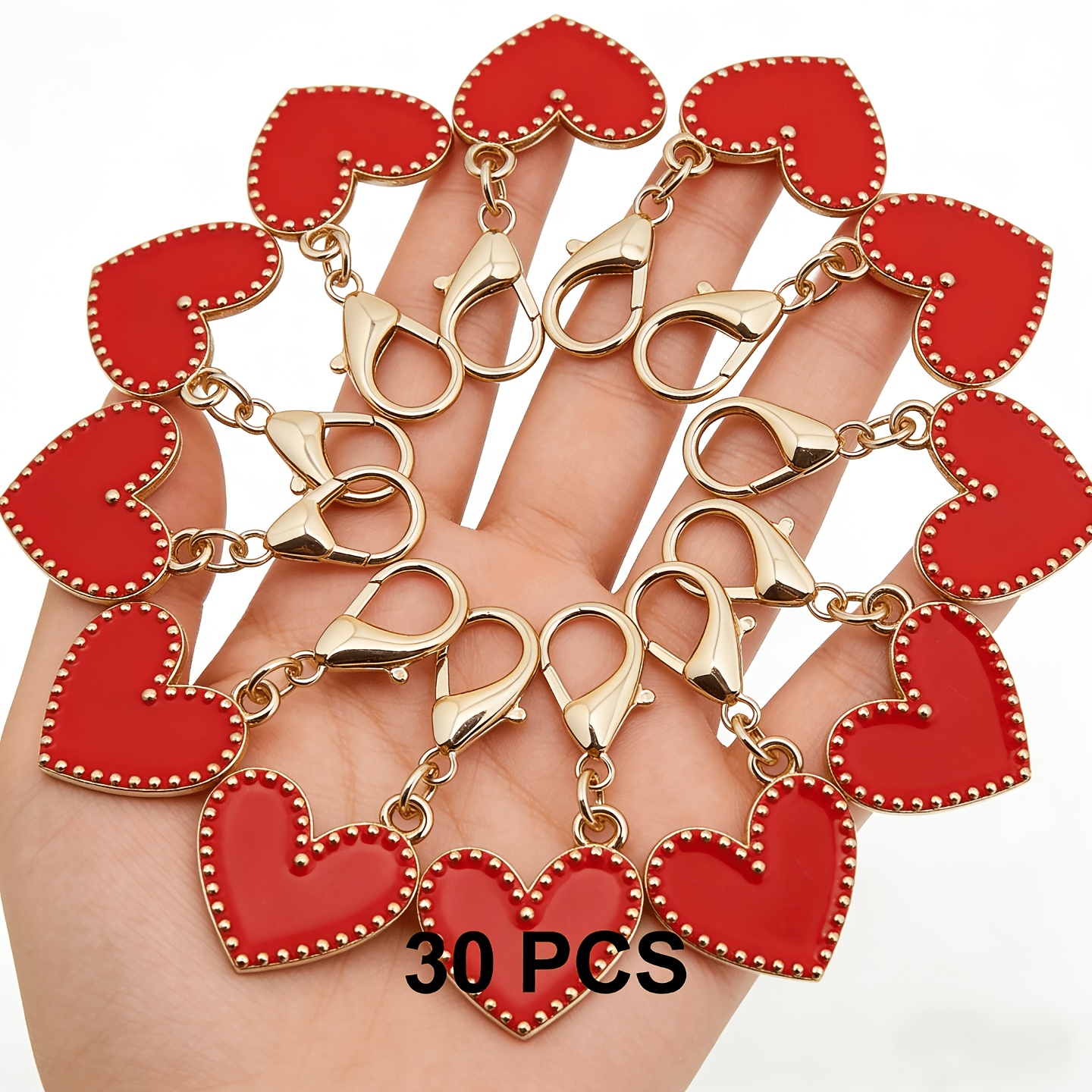 TEMU Lot de 30 porte-clés à fermoir pince de de cœur, breloques de cœur émaillé pour sac à dos et sac, pendentifs mignons pour adolescent, cadeaux de