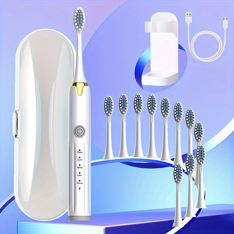 

Electric Toothbrush With Replaceable Brush Head, With 5 Modes, One-button Start, Long Battery Life, Suitable For Men And Women, For Home, Travel - 1 Set
