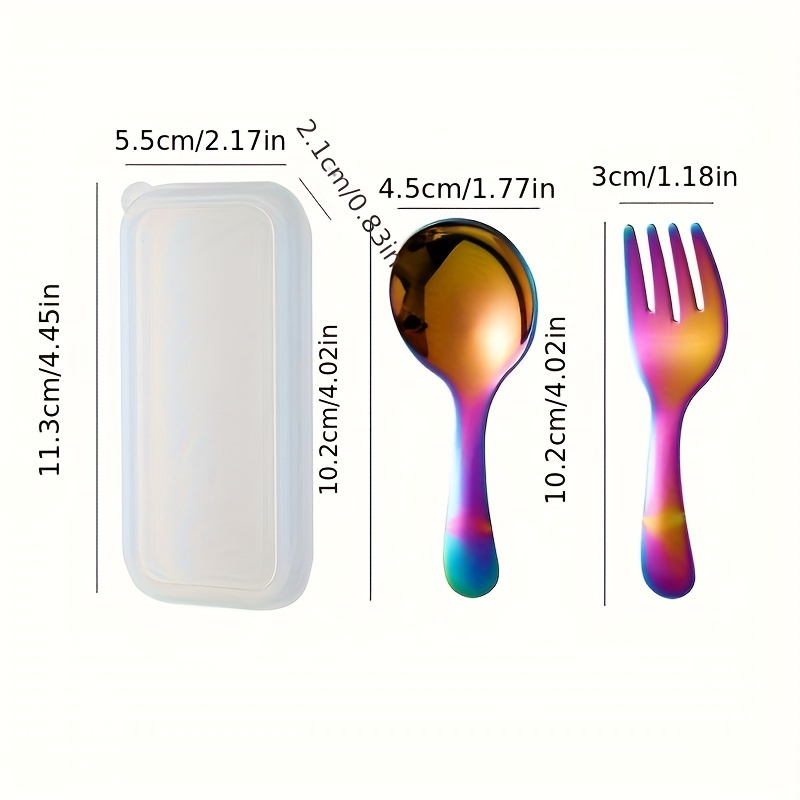 set of 6pcs   packs of 304 stainless steel cutlery with a case convenient fork and spoon set ideal for   travel and picnics versatile round headed utensils suitable for ice cream cake fruit and as a festival gift Product details 9
