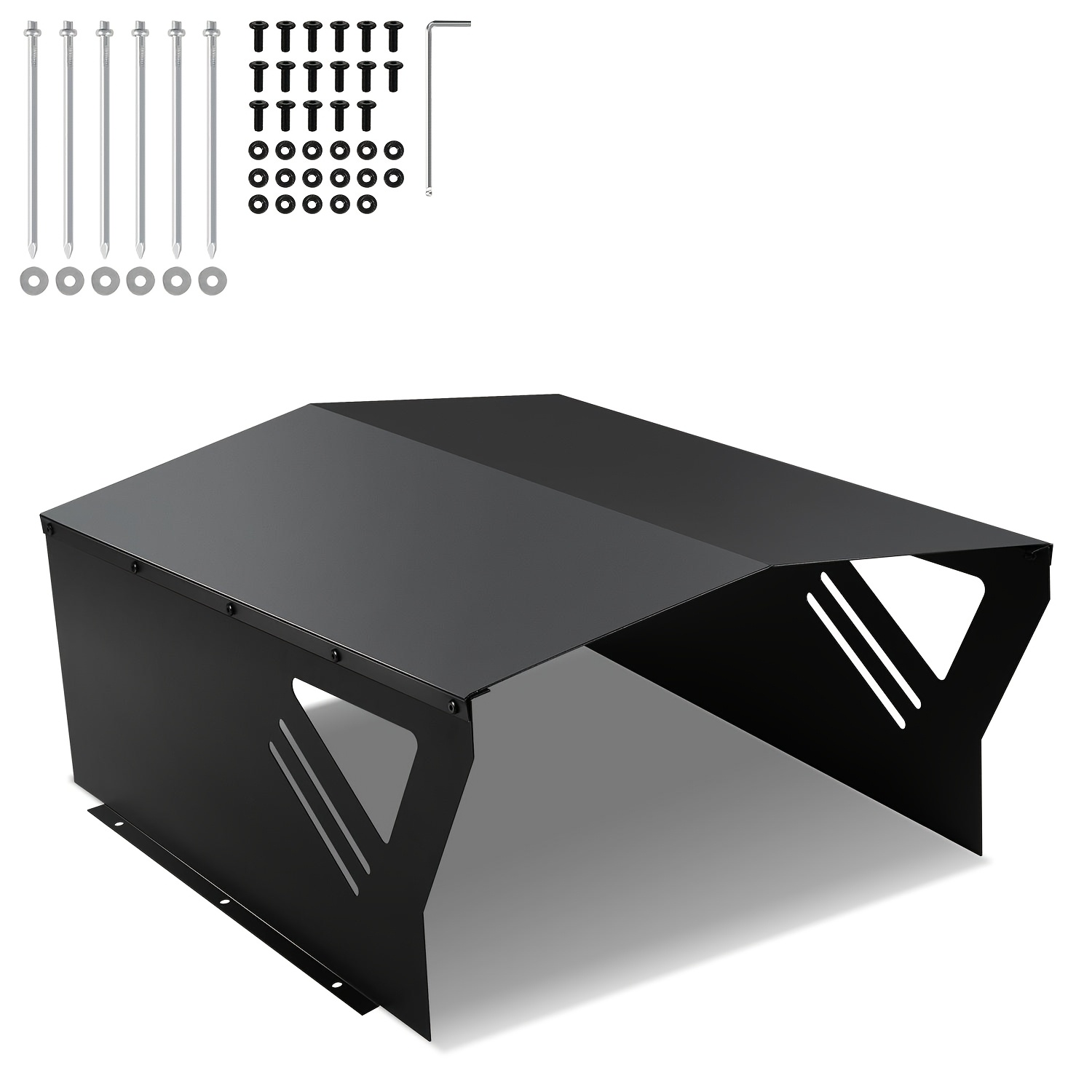 Lawn Mower Carport Metal Robotic Lawnmower Garage Carport Canopy Protective Canopy For Robotic Lawnmower Rain Hail Uv Protection, X-shaped Support Rods Design Lawn Mower Parts 78 X 60 X 34cm Black