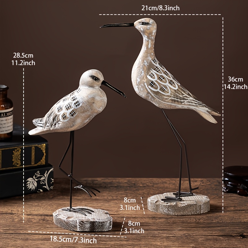 2pcs Hand-carved Wooden Bird Figurine Ornament, Suitable For B&b Decoration, Hotel Decoration, And Room Or Entryway Decor. The Distressed Finish And Rough Surface Are Not Defects