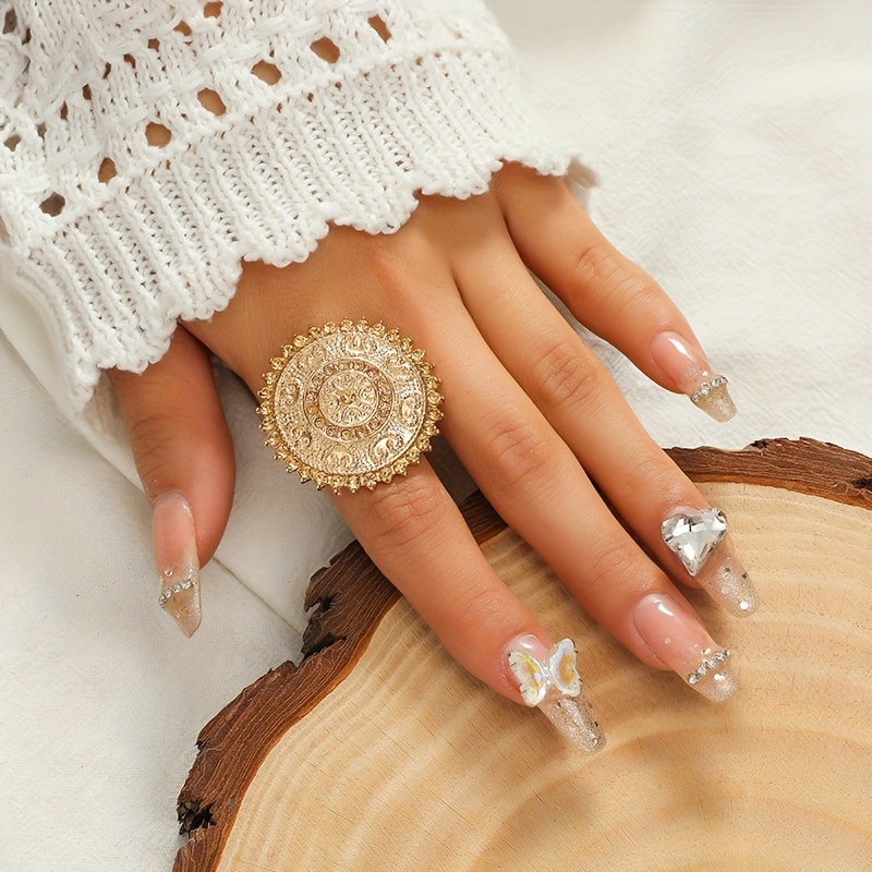 TEMU 1 anillo de moda para mujer, anillo , elegante y moderno con diamantes de , ideal para uso diario, regalo y vacaciones