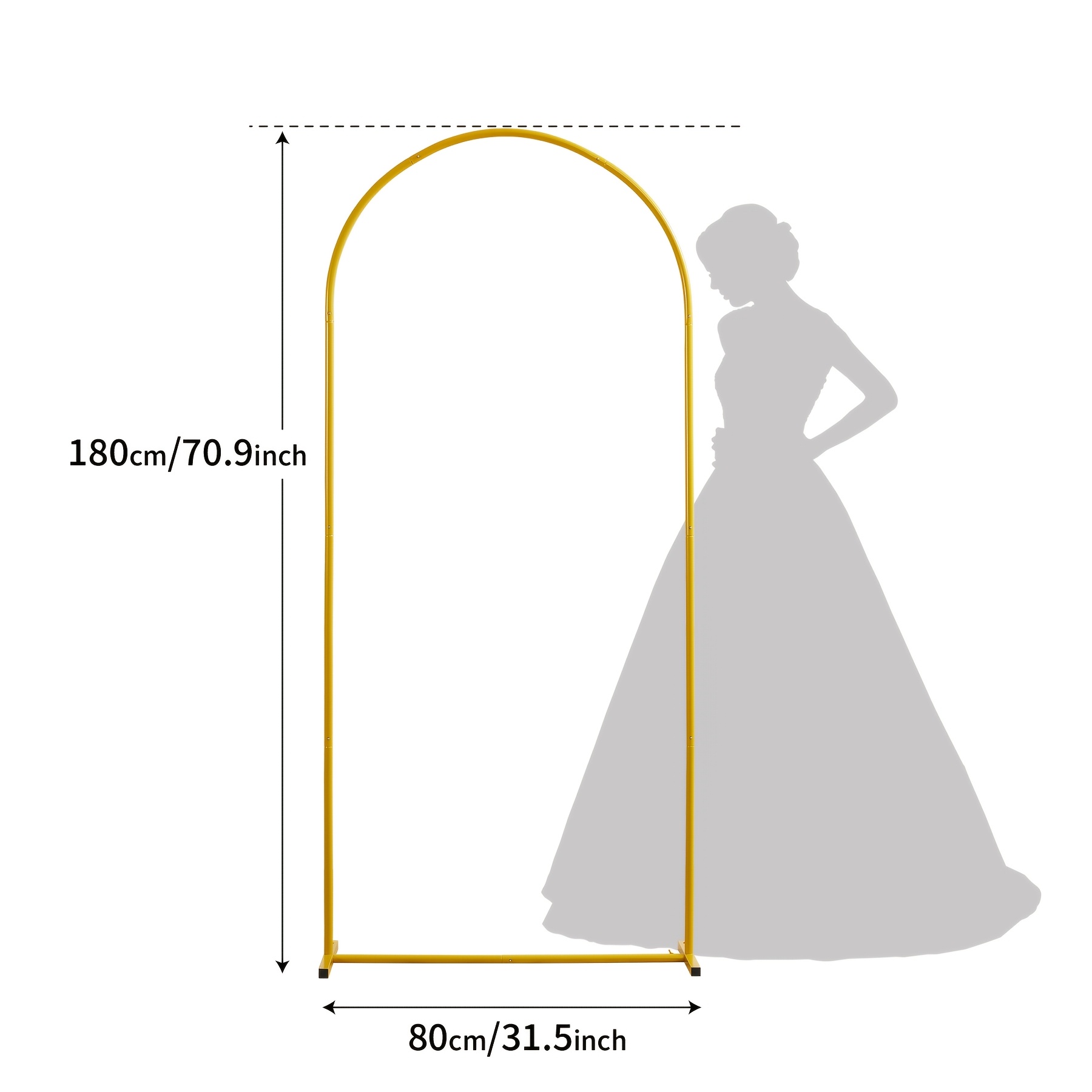 TEMU Support d' de mariage doré de 6 pieds, support de fond de photographie en métal 70,9"x31,5", cadre d' en U pour mariage, fête, cabine photo et