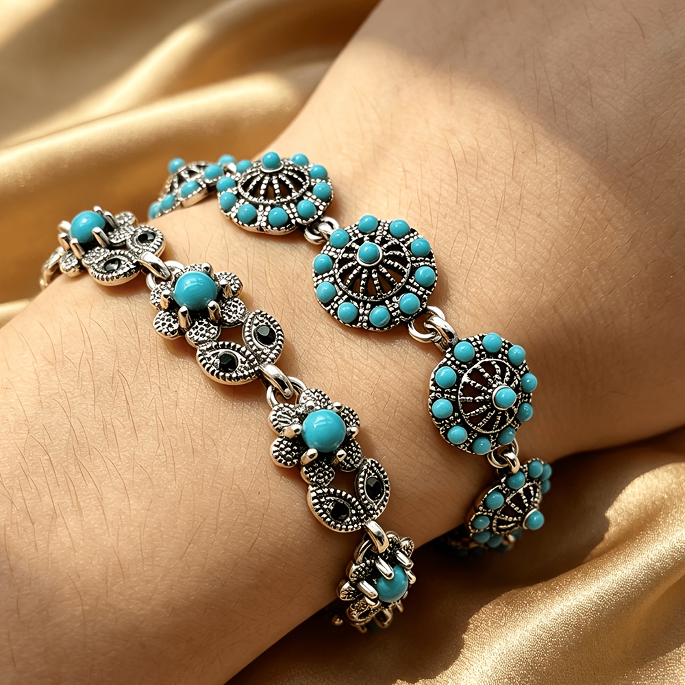 TEMU 2 pulseras bohemias azules de moda para mujer, unisex, accesorio ideal para fiestas, vacaciones y uso , regalo para a clases para profesores, de
