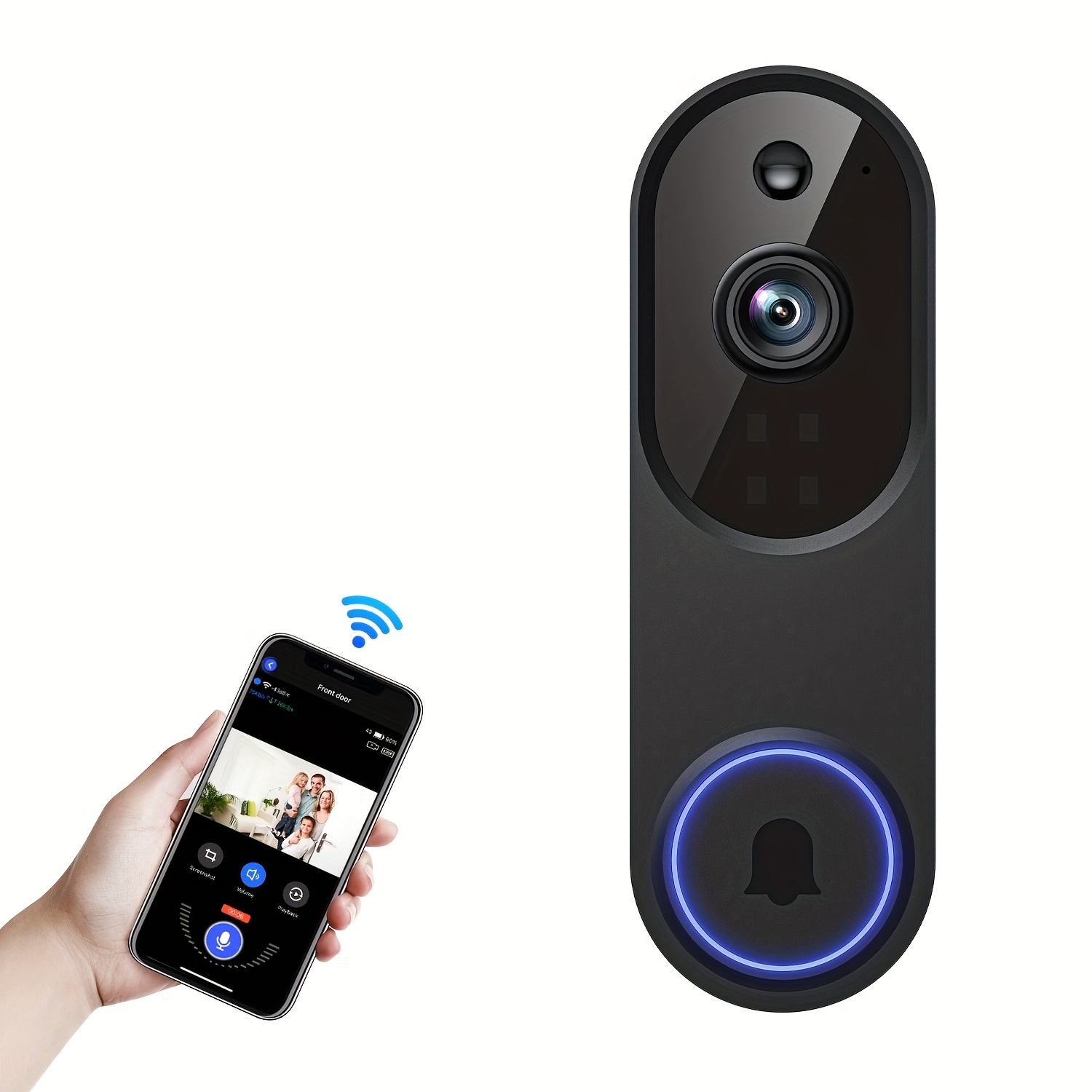 Image of Wireless Video Doorbell Camera, 2.4g Wifi Only, Doorbell Camera, Ai Human Detection, Night Vision, , 2 Way Audio, Simple Installation And Rechargeable Battery, Cloud Storage, Wifi Camera 2k
